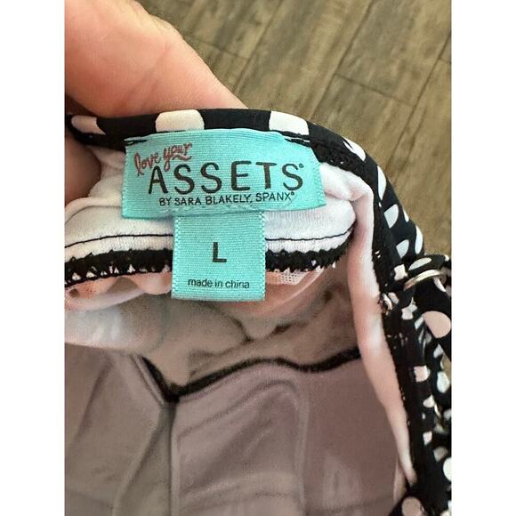 Love Your Assets By Sara Blakely Spanx Black White Polka Dot Swimsuit Size Large - Picture 6 of 7